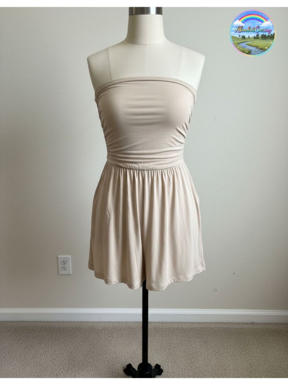 Strapless Boho Romper Viscose Blend Sleeveless Summer One Piece